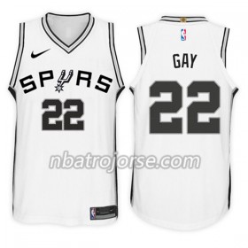 Män San Antonio Spurs Tröja Rudy Gay 22 Nike 2017-18 Vit Swingman